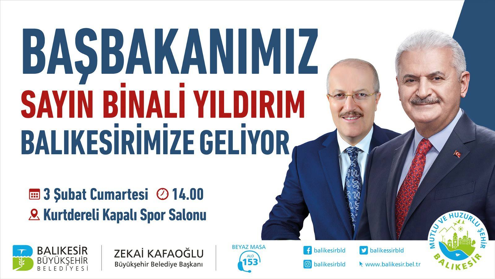 Başbakan BİNALİ YILDIRIM Balıkesir’e Geliyor