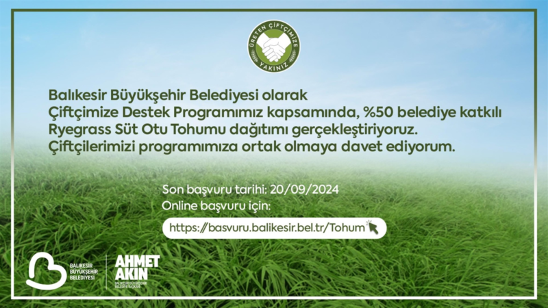  Büyükşehir’den çiftçiye yüzde 50 hibeli süt otu tohumu